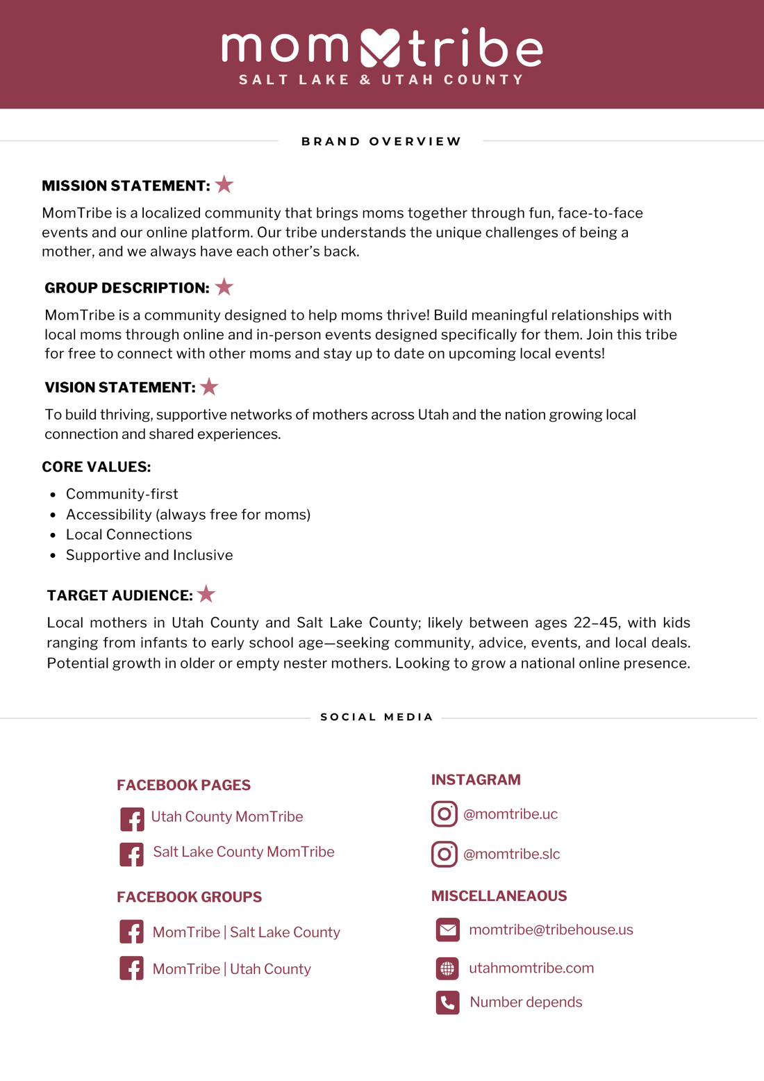 Old MomTribe style guide